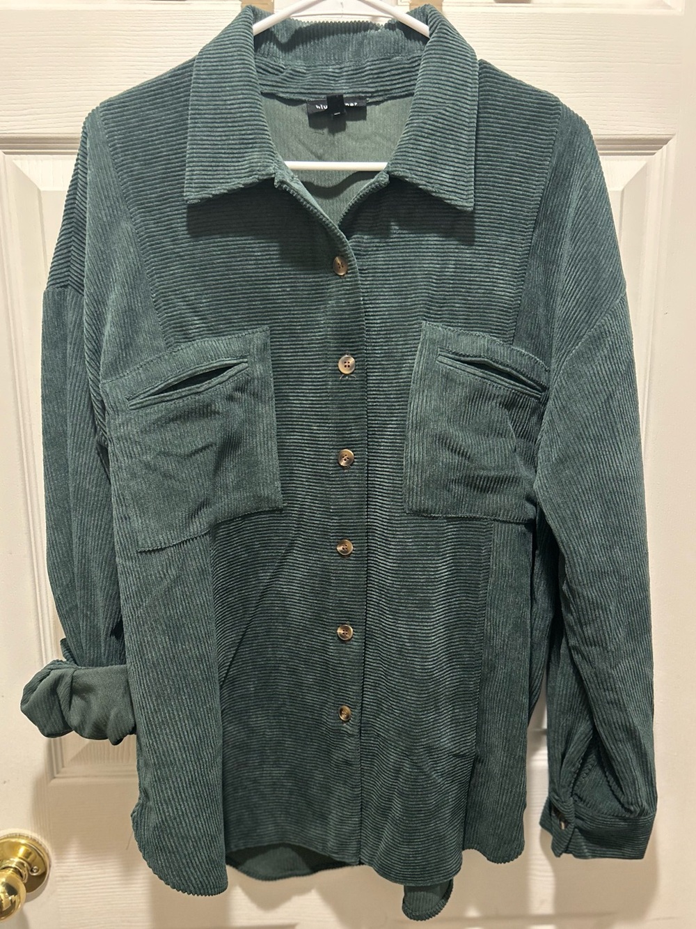 Blu Pepper Teal Green Corduroy Button-Up Jacket. Large. New w/out tags